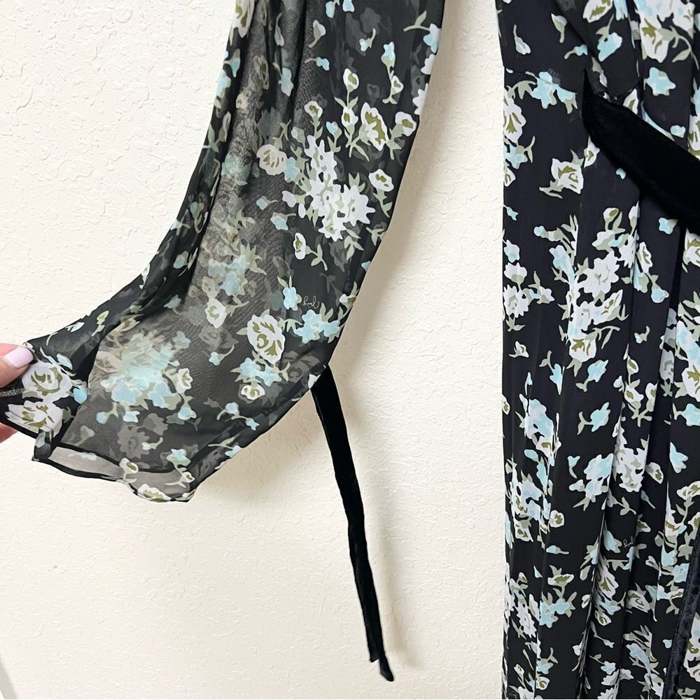 Juicy Couture Black Label Floral Tie Faux Wrap Maxi Dress Size L Polyester - Picture 2 of 6